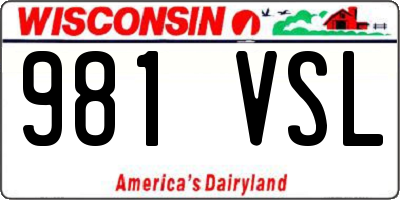 WI license plate 981VSL