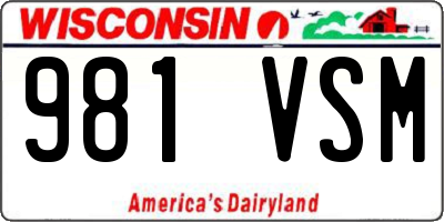 WI license plate 981VSM
