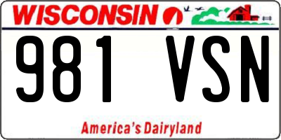 WI license plate 981VSN
