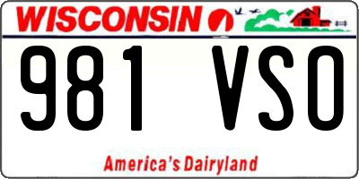 WI license plate 981VSO