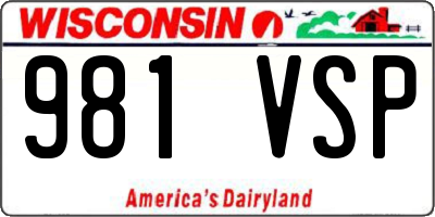 WI license plate 981VSP