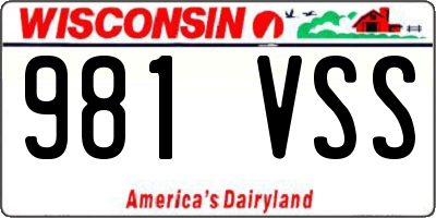 WI license plate 981VSS