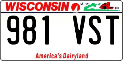 WI license plate 981VST