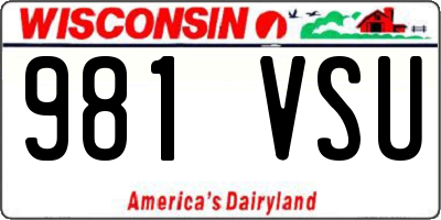 WI license plate 981VSU