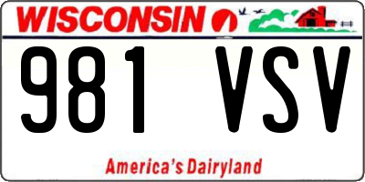 WI license plate 981VSV