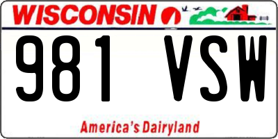 WI license plate 981VSW