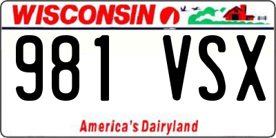 WI license plate 981VSX