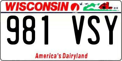 WI license plate 981VSY