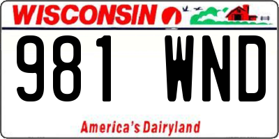 WI license plate 981WND