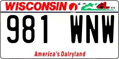 WI license plate 981WNW
