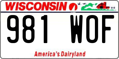 WI license plate 981WOF