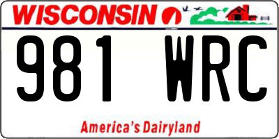 WI license plate 981WRC