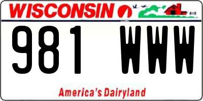WI license plate 981WWW