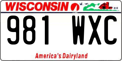 WI license plate 981WXC