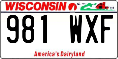 WI license plate 981WXF