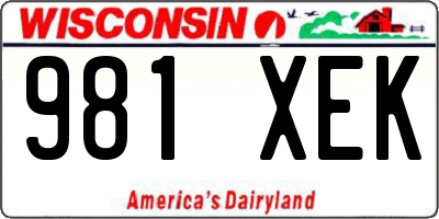 WI license plate 981XEK