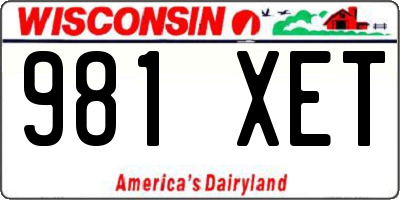 WI license plate 981XET