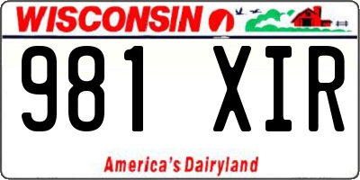 WI license plate 981XIR