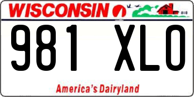 WI license plate 981XLO
