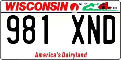 WI license plate 981XND
