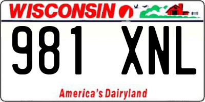 WI license plate 981XNL