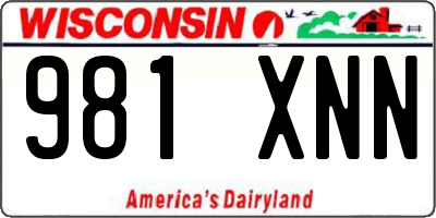 WI license plate 981XNN