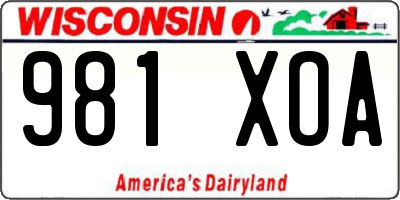 WI license plate 981XOA