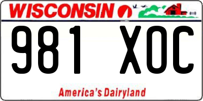 WI license plate 981XOC