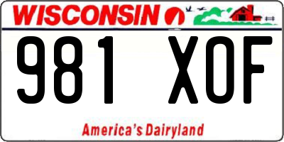 WI license plate 981XOF
