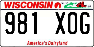 WI license plate 981XOG