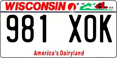 WI license plate 981XOK