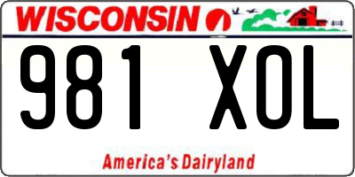 WI license plate 981XOL