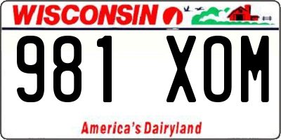 WI license plate 981XOM