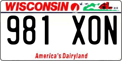 WI license plate 981XON