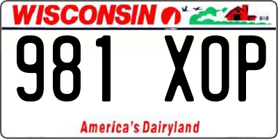 WI license plate 981XOP