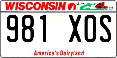 WI license plate 981XOS