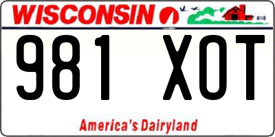 WI license plate 981XOT