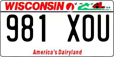 WI license plate 981XOU