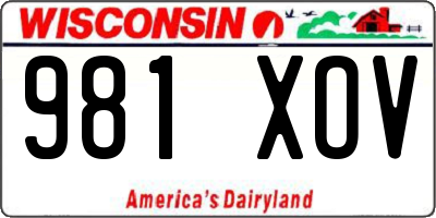 WI license plate 981XOV