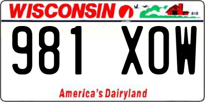 WI license plate 981XOW