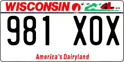 WI license plate 981XOX