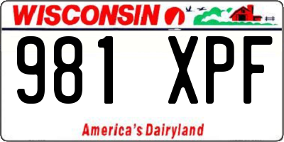 WI license plate 981XPF