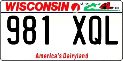 WI license plate 981XQL