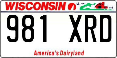 WI license plate 981XRD