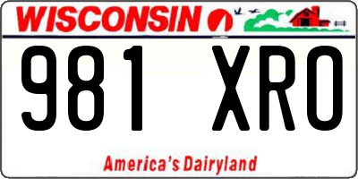 WI license plate 981XRO