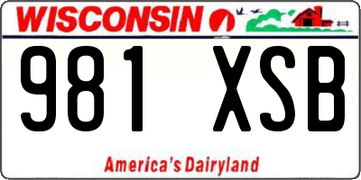 WI license plate 981XSB