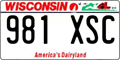 WI license plate 981XSC