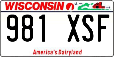 WI license plate 981XSF