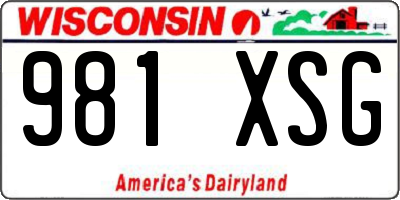 WI license plate 981XSG
