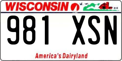 WI license plate 981XSN